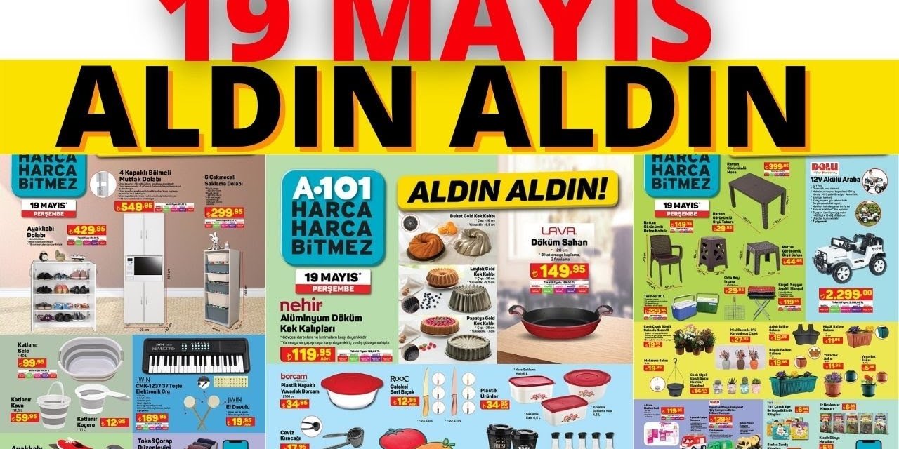 A101 19 Mayıs Aktüel Kataloğu Yayında! Akülü Araba, Termos, Katlanır Kova İndirimde!
