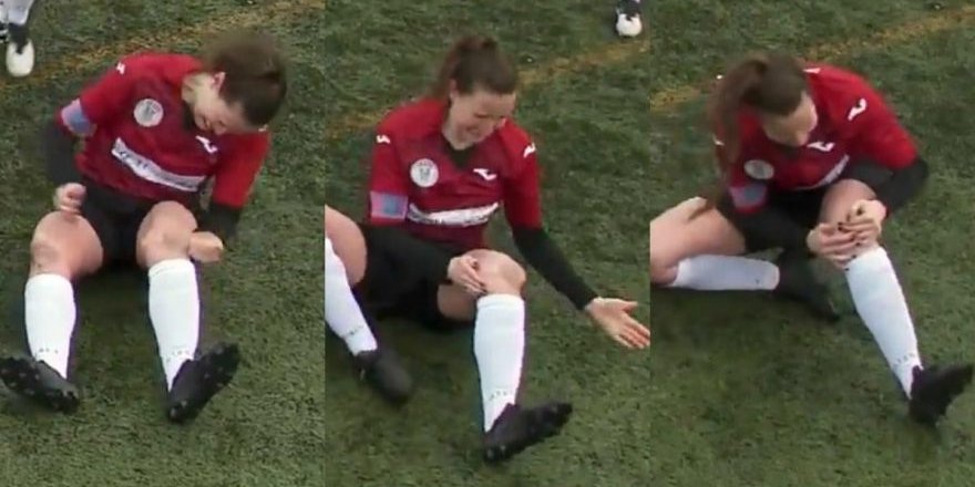 Kadın futbolcu diz kapağını yerine böyle taktı!