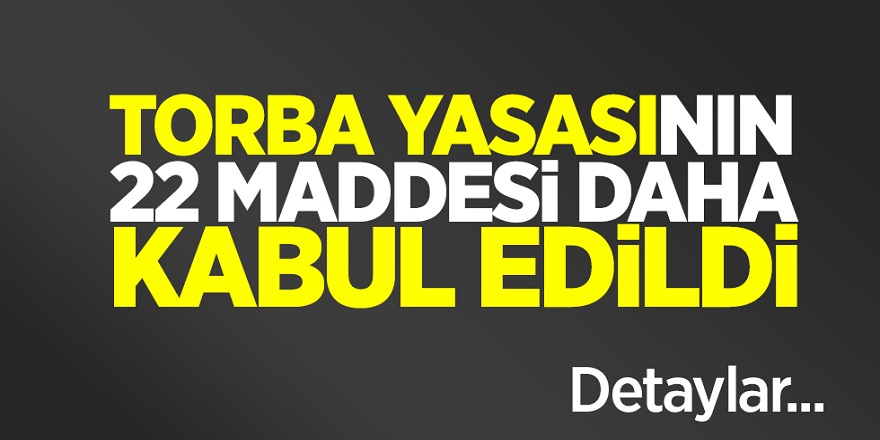 Torba yasasının 22 maddesi daha kabul edildi! işte detaylar..