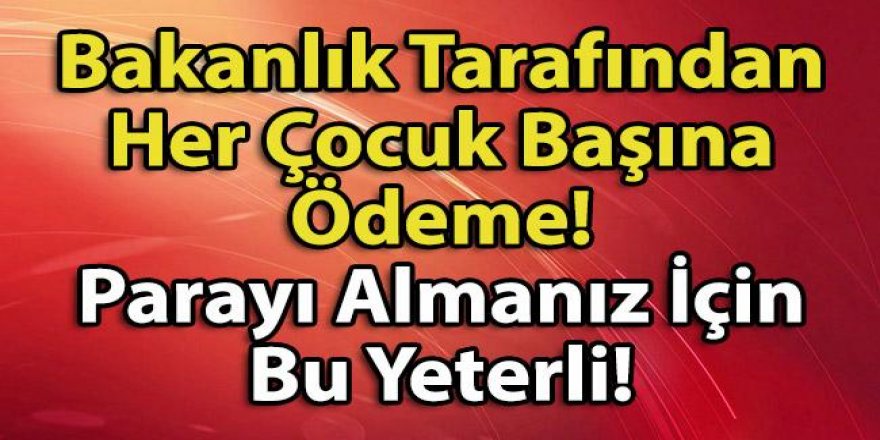 Bakanlıktan Her Çocuk Başına Ödeme! işte detaylar...