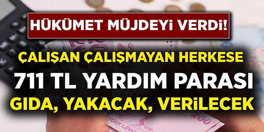 Hükümetten Çalışan Çalışmayan Herkese, 711 TL Yardım Parası
